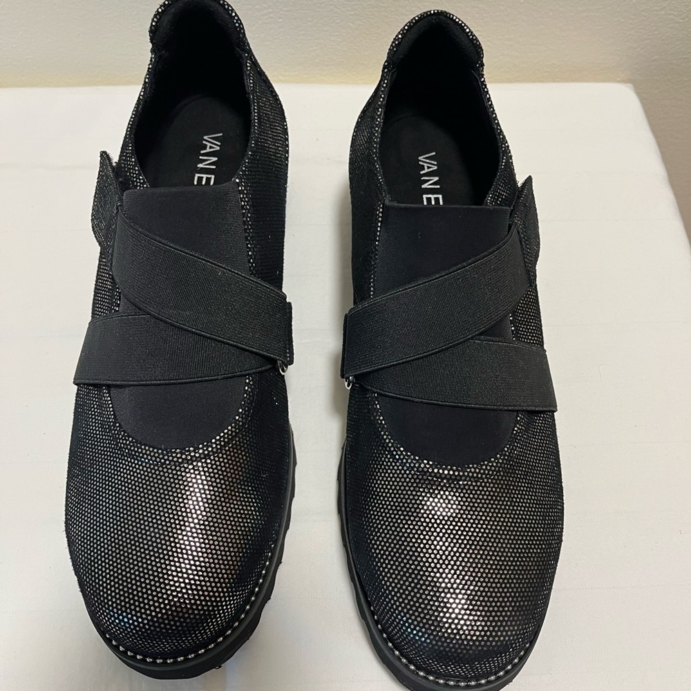 Vaneli Sparkly Cross Strap Rugged Bottom Versatile Shoes, Women’s, Sz 7 W, Black